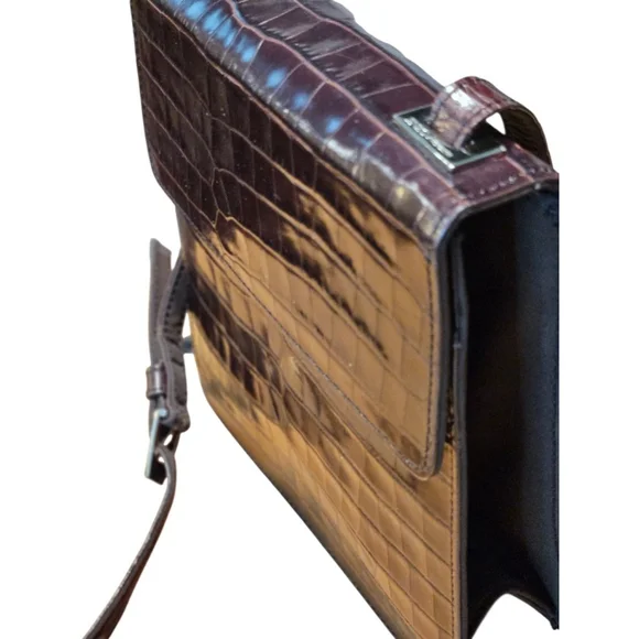 Enzo Angiolini Croc-Embossed Crossbody Bag in Brown - Picture 4 of 16